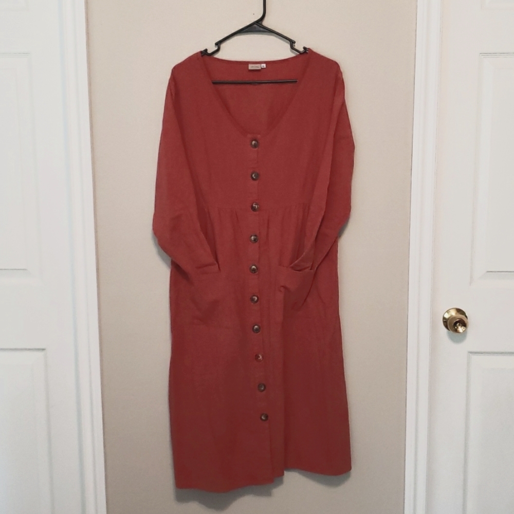 ePretty Red Linen dress, size xl